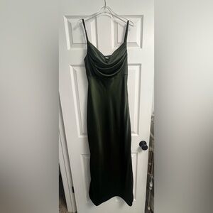 Revelry Skye Satin Dress - Deep Olive